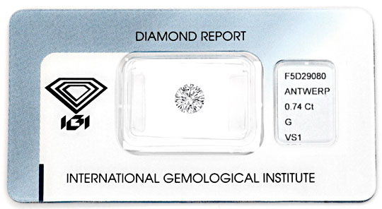 Foto 1 - Diamant 0,74 Carat Brillant IGI feines Weiss VS1, D5076