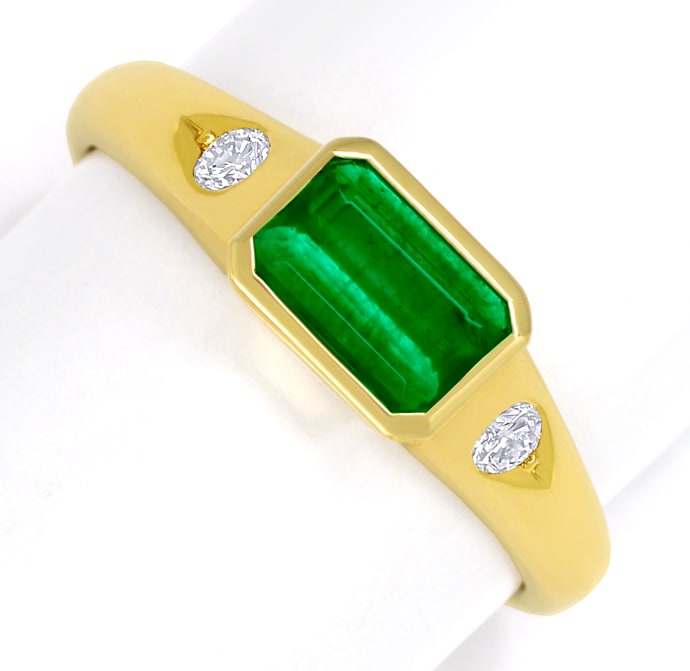 Foto 2 - Diamantring mit Smaragd in Spitzenqualität aus Gelbgold, Q1257