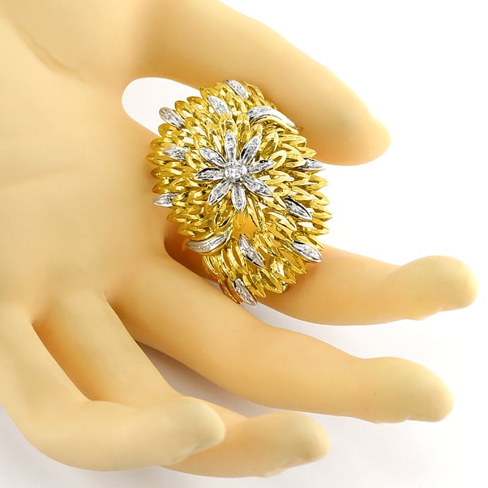 Foto 4 - Prächtige Blüten Brosche Diamanten 18K Gold, S2694