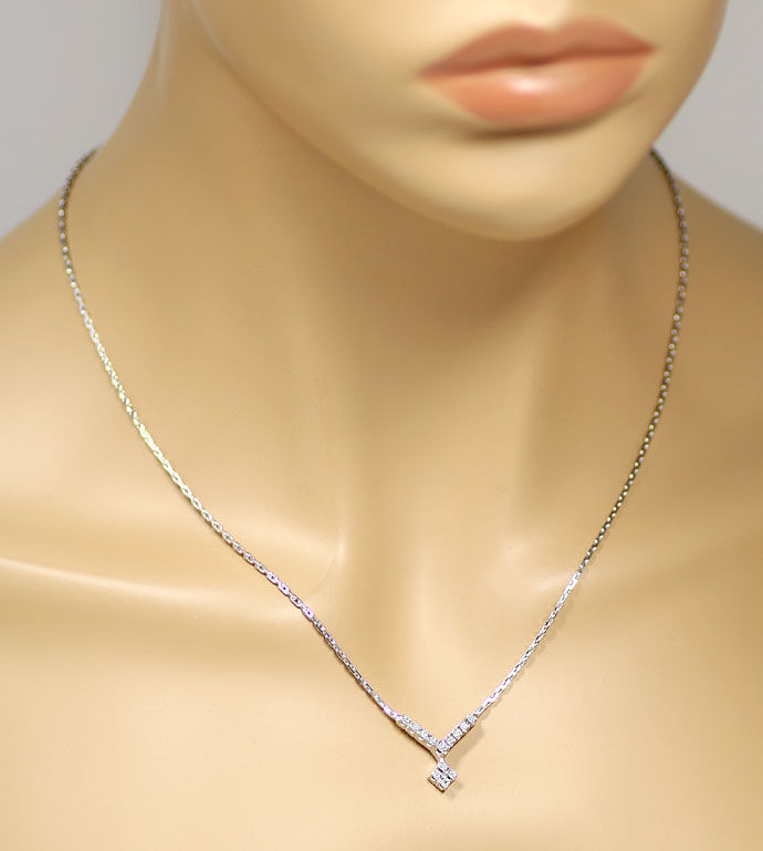 Foto 4 - Klassisches Collier mit 0,24ct Diamanten, 14K Weißgold, S9325
