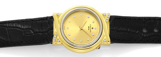 Foto 1 - Junghans Mega Diamanten Funk Armbanduhr massiv Gelbgold, U2214